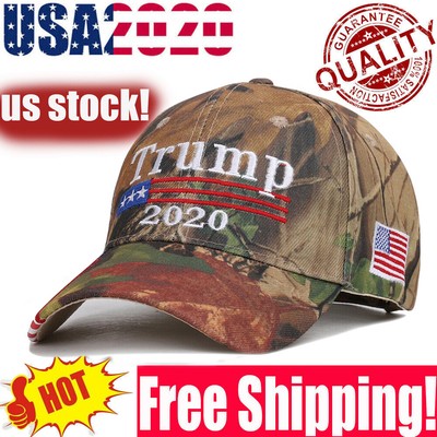 High Quality Trump 2020 Hat USA Flag Camo Baseball Cap 3D Embroidery HOT SALE