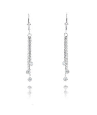 14K White Gold Chandelier Earrings With Dangling Diamond Stations 0.54Carat