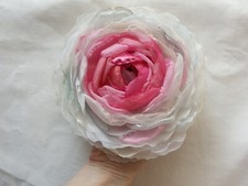 Handmade pink flower brooch elegant textile brooch pin extra large rose