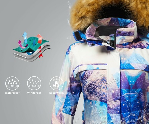 Wantdo Women's Ski Jacket Winter Fleeced Snow Coat Waterproof Fur Hooded Jackets - Picture 80 of 86
