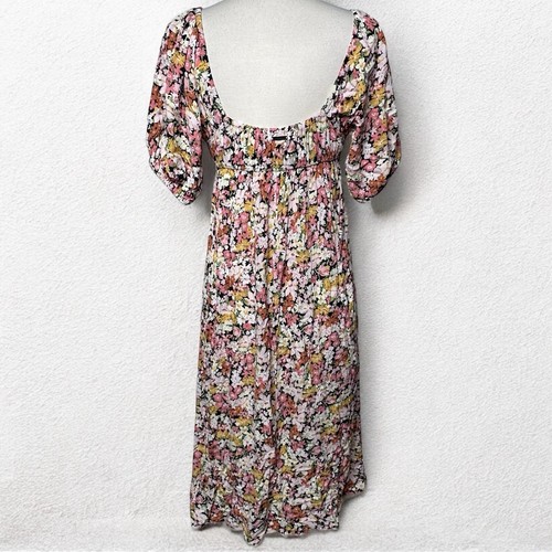 Y2K Billabong Midi Dress Size S Milkmaid Ditzy Floral Cottagecore Peasant Grunge - Picture 4 of 13