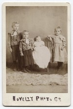 CABINET CARD BLOND HAIR YOUNG SIBLINGS. FOUR KIDS, TOO CUTE. MUST SEE.