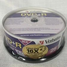 Verbatim DVD+R Blank Discs AZO Dye 4.7GB 16X Recordable Disc - 25 Discs Spindle