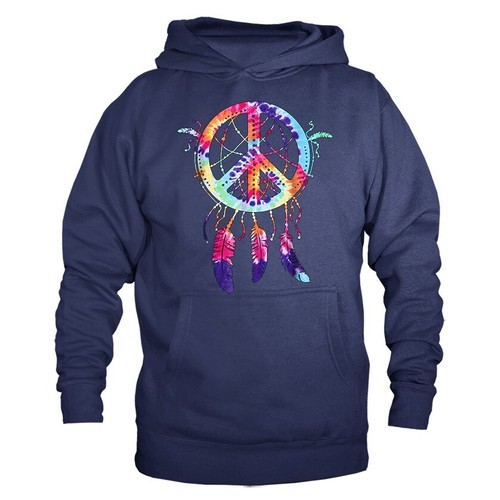 Tie Dye Peace Zeichen Traumfänger Indianer Feder Hoodie - Bild 8 von 10