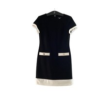 Tommy Hilfiger Short Sleeve A-Line Shift Dress Black & White Size 4