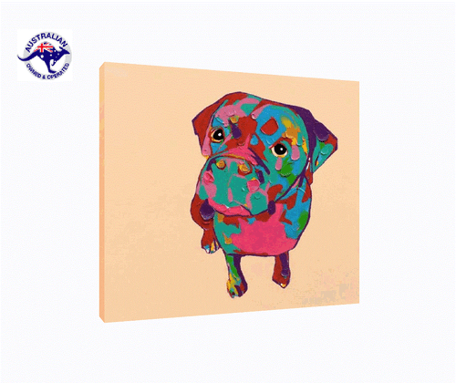 Pintura al óleo sobre lienzo pintada a mano con cuchillo de paleta - 'Perrito' - Edición limitada - Imagen 1 de 6