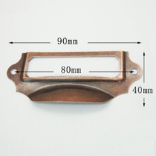 10Pcs Cabinet Drawer Card Tag Frame Label Holder Pull Handles 90mm Red Bronze