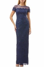 NEW JS COLLECTIONS Sequin Lace GOWN DRESS SIZE 14 298 NAVY NORDSTROM