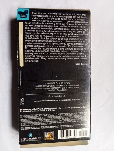 LA MATANZA DEL DIA DE SAN VALENTIN CINTA VHS ROGER CORMAN-USADO-PAL-ESPAÑOL - Bild 4 von 4