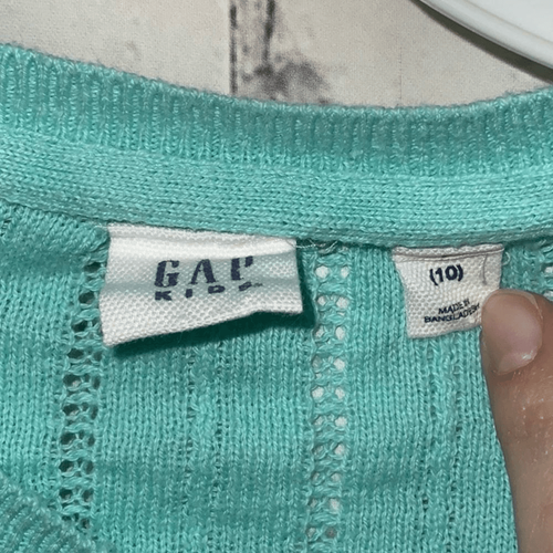 GAP Kids Mint Green Button Down Ribbed Cardigan Spring Sweater Girls Size 10 - Picture 4 of 7