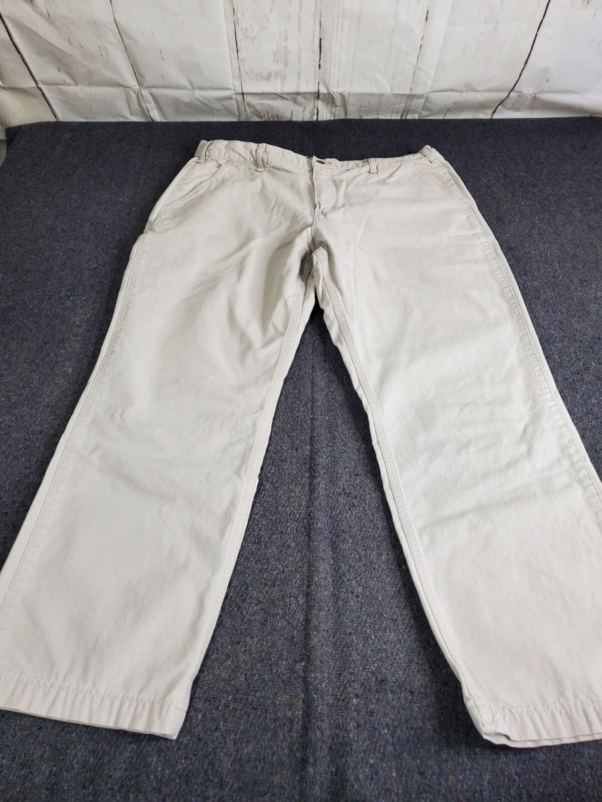 Carhartt Pants Mens 38x30 Khaki Canvas Workwear Carpenter Regular Fit Dungaree