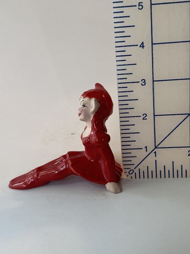 Vintage rote Pixie Elfe Junge & Mädchen 2er Set Weihnachten Keramik Gilner? - Bild 12 von 18