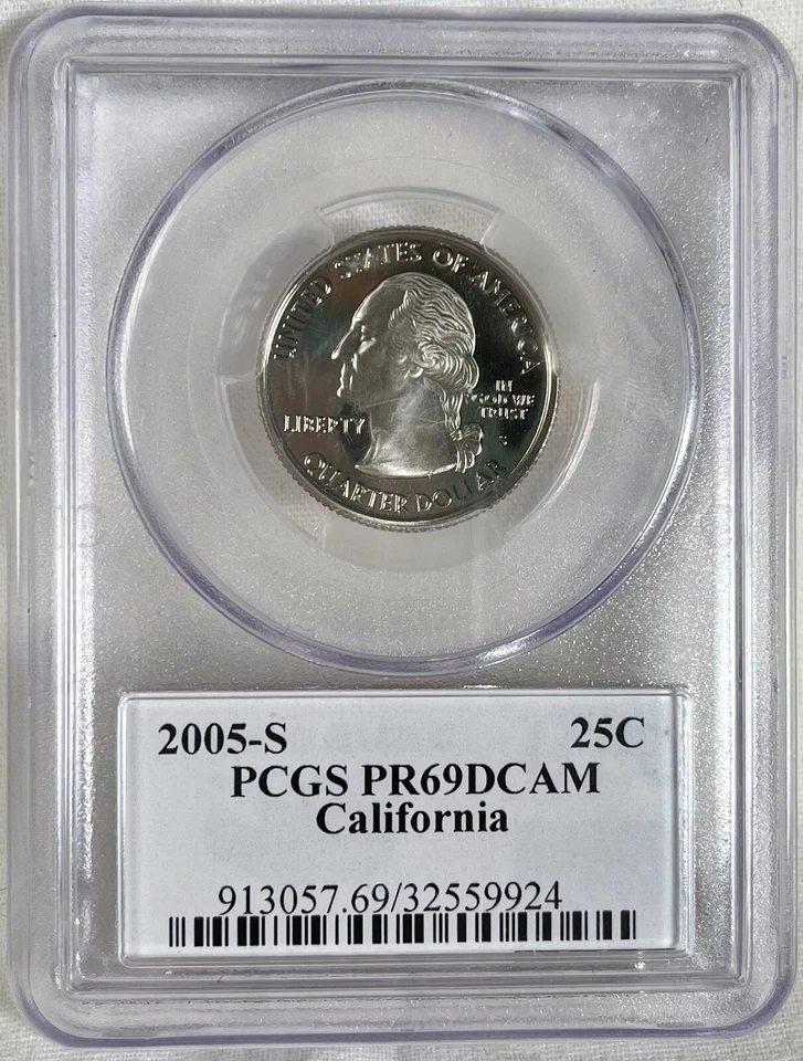 PCGS PR69DCAM Proof Clad Quarters 1977 1978 1989 1990 1992 1993 2005-S CA Flag! - Image 3 of 4