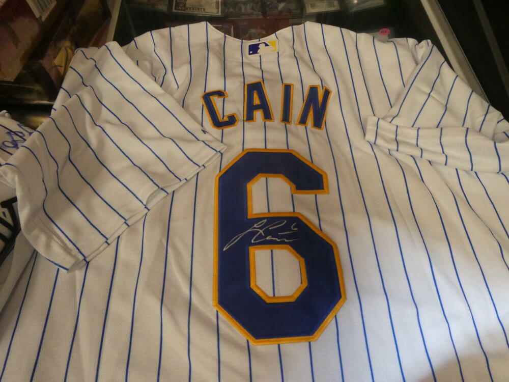 Lorenzo Cain Milwaukee Brewers Signed Replica Jersey COA