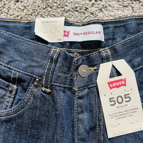 Levi's 505 Boys Jeans Straight Leg Size 12 26X26 Dark Blue Denim (0354) - Picture 4 of 8