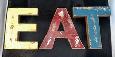 Distressed Hand Painted Weathered Wooden Letters EAT 7.5 x 6"