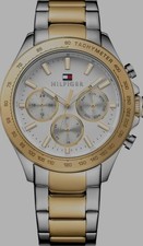 Tommy Hilfiger Watch Mens Multifunction Quartz. SS Bracelet with Gold IP 45.5 mm