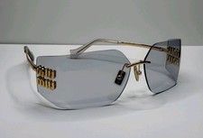 Miu Miu MU54YS 5AK30B Gold Frame Light Grey Lens Women  s Sunglasses Designer
