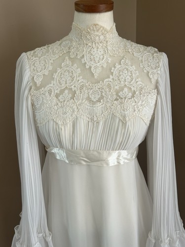 Vintage 70s GUNNE SAX Style Lace Prairie Cottage Wedding Boho Maxi DRESS - Picture 8 of 21