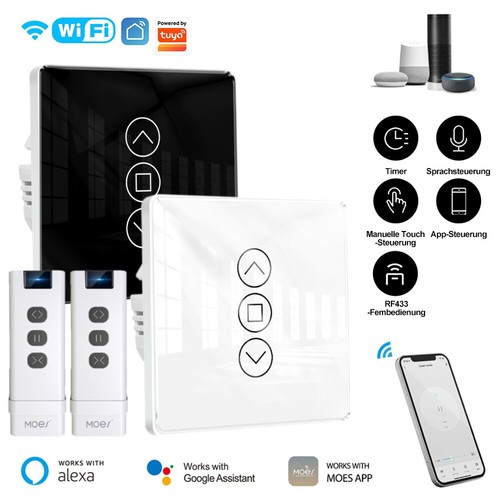 RF Smart TouchScreen Curtain Switch Roller Shutters Tuya APP Control For Alexa LCD - Picture 2 of 35