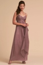 BHLDN Anthropologie Brigitte Gown Maxi Dress XL Gray Violet Chiffon Bridesmaid
