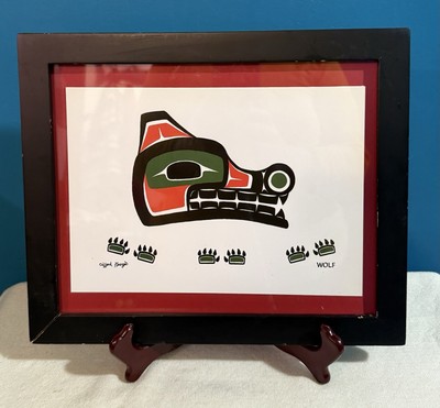 LITHO Clifford George   WOLF ~ Nuu Chah Nulth Nation  SIGNED 11x10'' EUC