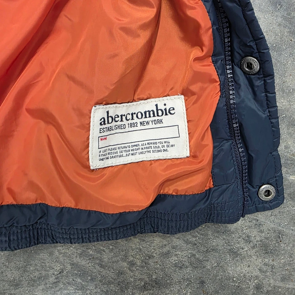 Abercrombie Kids Puffer Vest 15/16 Blue Quilted Sleeveless Jacket Outfit - Image 3 of 4