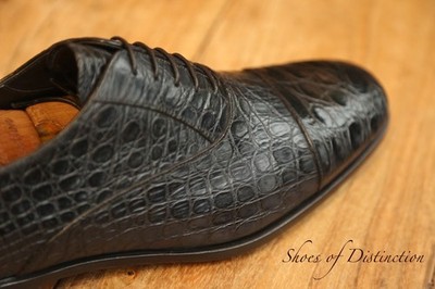 PRADA Dark Navy Crocodile Leather Derby Shoes Men's UK 8 US 9 EU 42 UVP £3000+