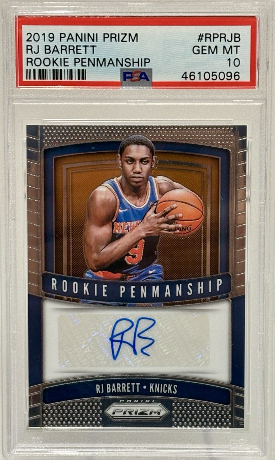 2019-20 Panini Prizm RJ Barrett Rookie Penmanship Auto PSA 10