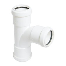 Image of FLOPLAST 32mm White Pushfit Waste Pipe Tee - Bag of 2 - FREE Next-Day Delivery