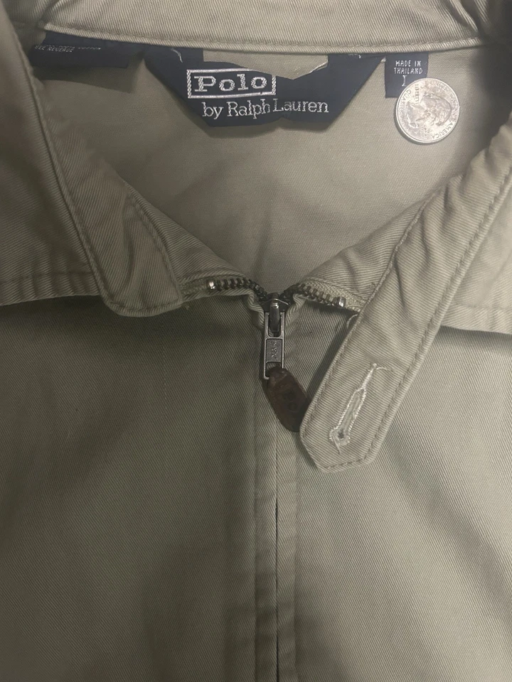 Chaqueta Polo Ralph Lauren DE COLECCIÓN Talla L Caqui Harrington Cremallera Completa Bombardero Poni Foto 3 de 3