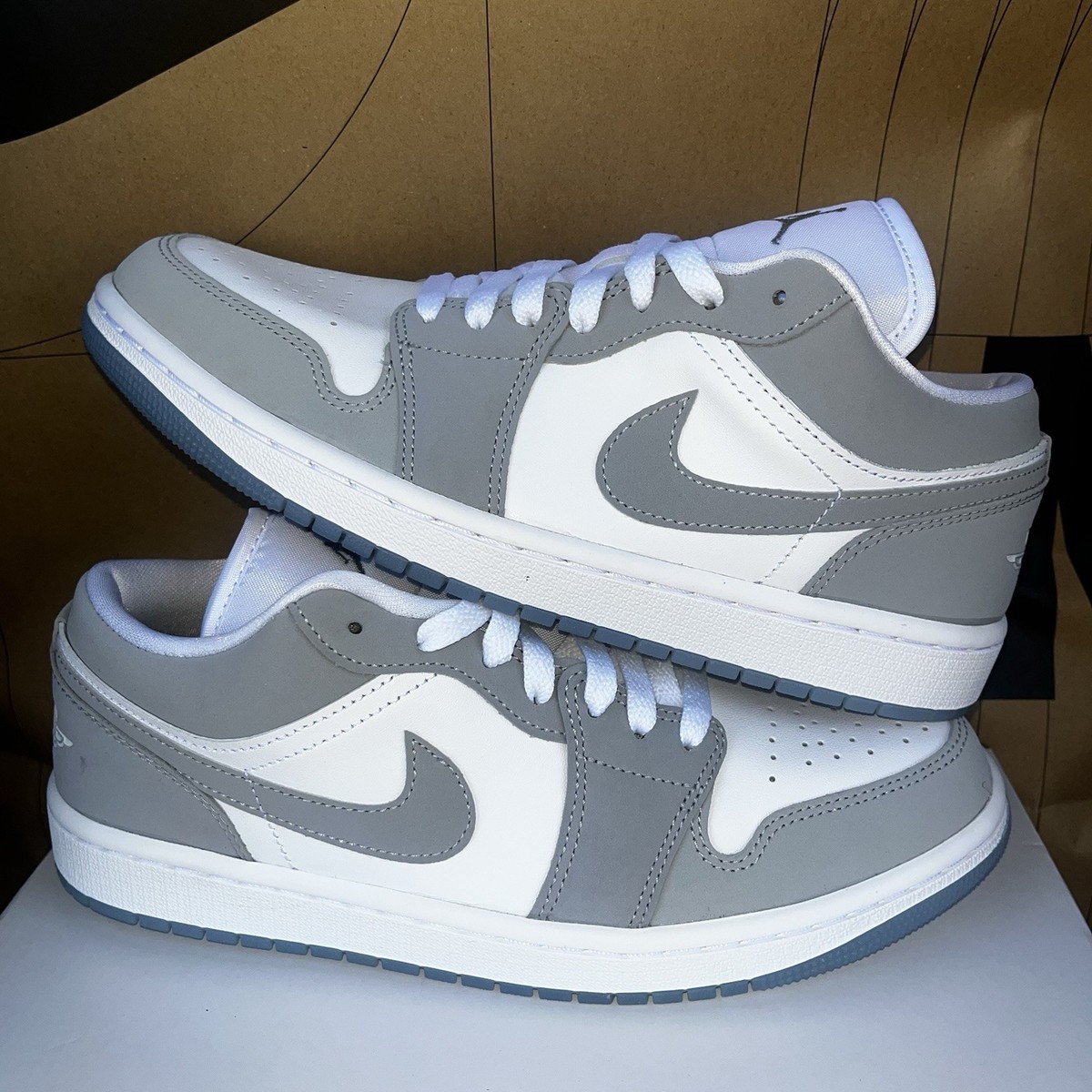 Size 8 - Jordan 1 Low White Wolf Grey W for sale online | eBay