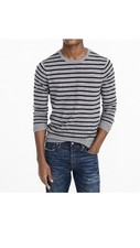  89.50 Men  s J.Crew Rugged Cotton Crewneck Sweater in Pewter Stripe XL