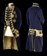 Black wool full dress admiral frock coat for military lovers
