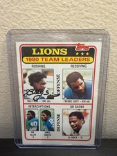 1981 Topps #338 Detroit Lions Team Leaders Billy Sims Rookie AUTO