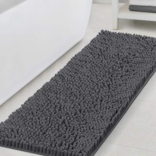 H.VERSAILTEX Chenille Bathroom Rugs Bath Mats 47x17 Grey