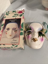 Mardi Gras Porcelain Ceramic Wall Art Face - Made in China Painted 3X4