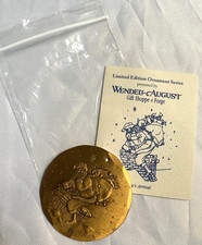 Wendell August Forge Vintage 1995 Bronze Christmas Ornament Santa Down Chimney