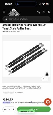 Assault Industries Turret Radius Rod Set Quick Camber Polaris RZR XP1K/Turbo