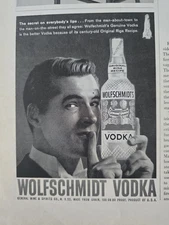 1958 Wolfschmidt Vodka The secret on everybody's lips vintage  ad