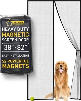Magnetic Screen Door 38x82, Auto-Sealing Mesh with 52 Magnets, Pet