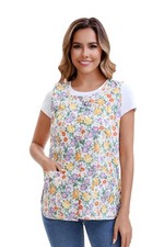 Women Cobbler Apron Cotton Smock with 2 Patch Pockets, Printed Apron with But...