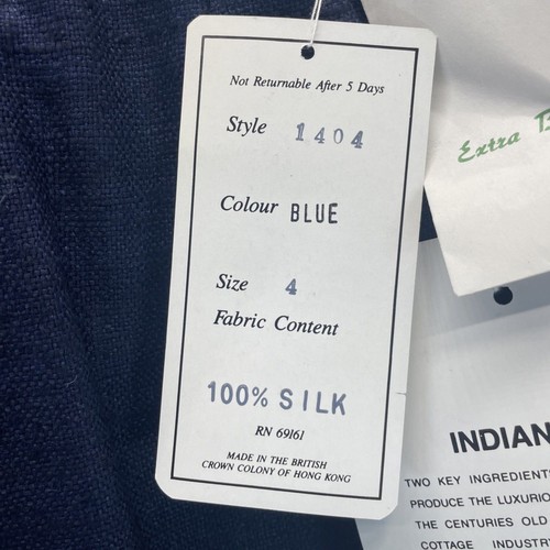 Vintage NWT Carlisle Skirt Women's Size 4 Blue Straight Pencil Indian Silk - Picture 3 of 8