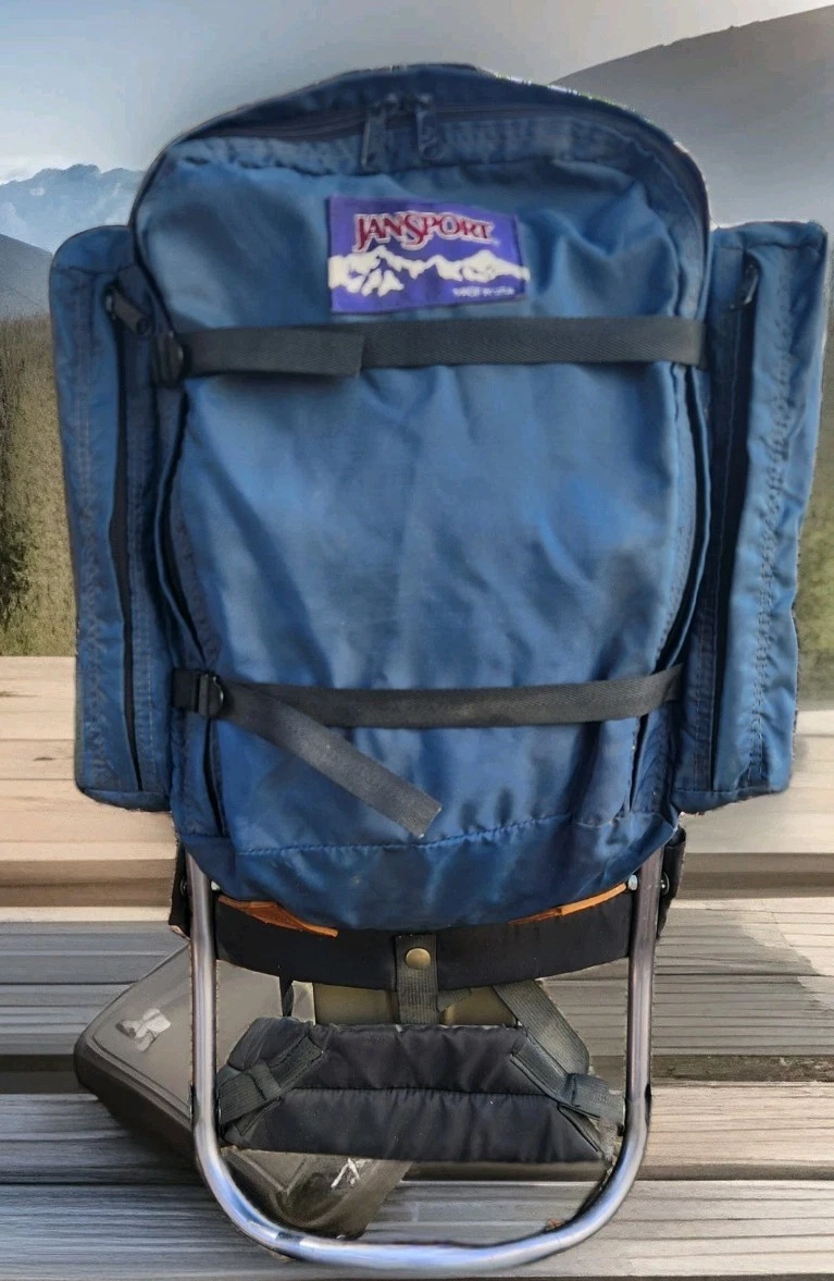 Grand Sac à Dos Jansport Vintage – Bleu Nuit – Années 90/Y2K – Nylon, Randonnée (Excellent état)