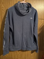 Under Armour Blue Cowl Neck Hooded Sweatshirt Hoodie Women's Size L Arm Detail