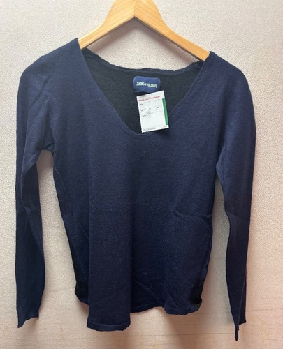 Preloved Zadig&Voltaire Pullover dunkelblau und schwarz 100% Kaschmir Gr. L - CG B59