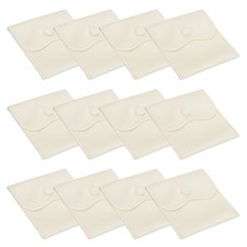 12 Pcs 4x4 Inch Velvet Jewelry Pouches Gift Bags with Snap Button Beige