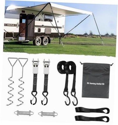 RV Awning Tie Down Kit for Wind-Proof -  Heavy Duty Camper Anchors Canopy 