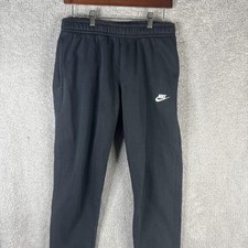 Nike Sweatpants Mens Medium Black Fleece Joggers Elastic Cuffed Lounge Logo