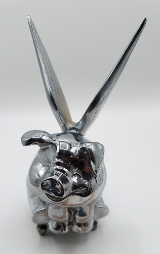 Hood Ornament Pull Flying Pig Chrome Metal for Flat Hood , 3 Hole *Damage*